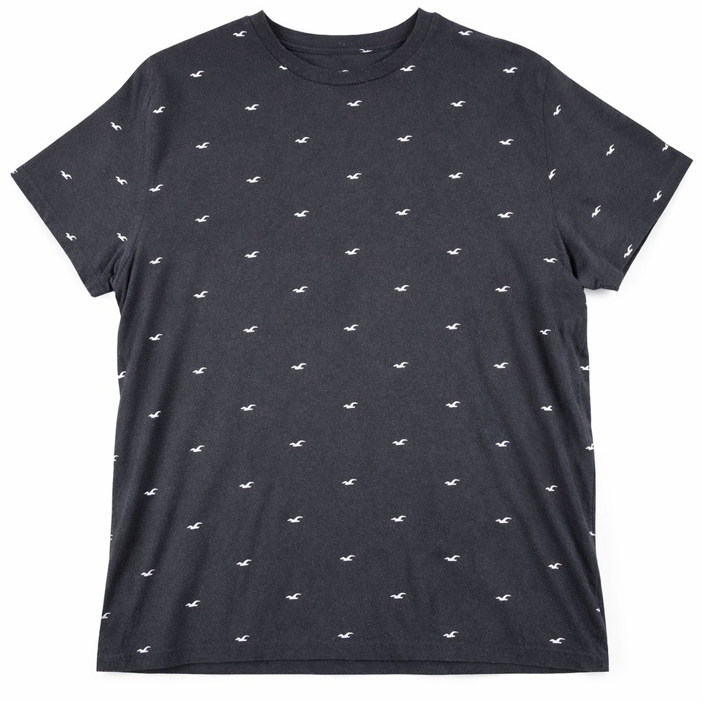 Hollister Dark Gray Seagull Print T-Shirt XL Short Sleeve Crew Neck Casual Tee